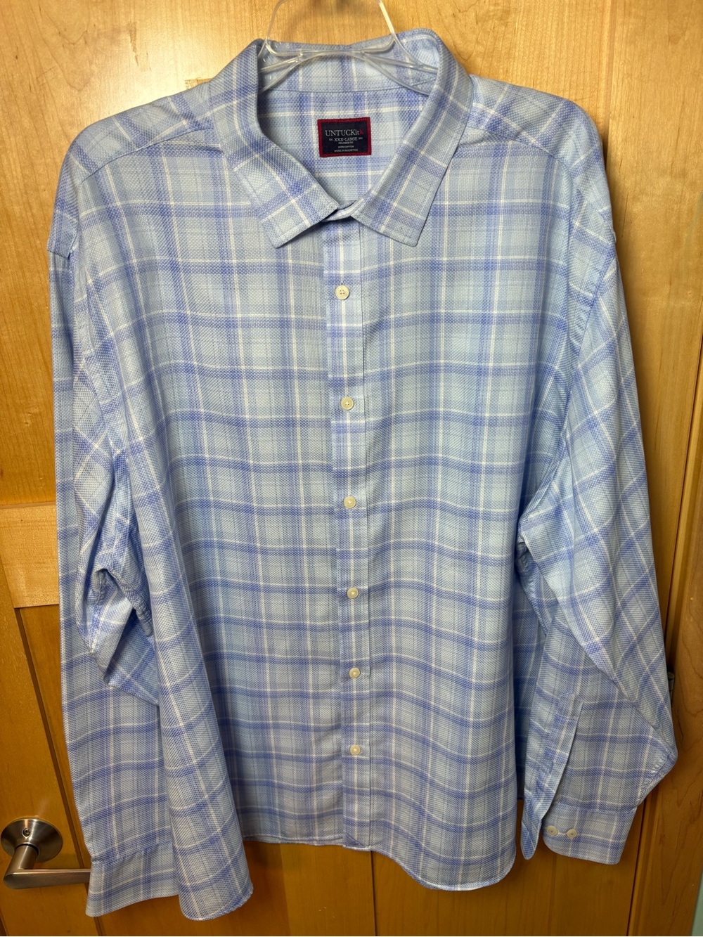 UNTUCKit Pinord 3XL Relaxed Fit Blue Plaid Cotton Shirt